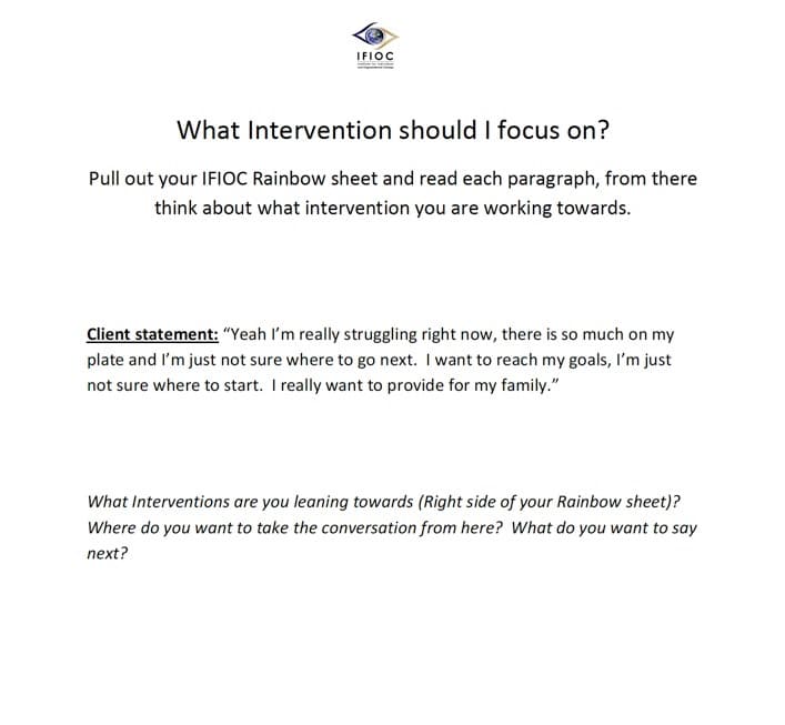 Practice Worksheet-What's your Intervention? - IFIOC