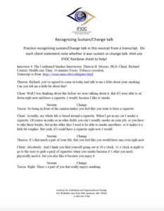 Skill building Worksheet-Recognizing Sustain/Change talk