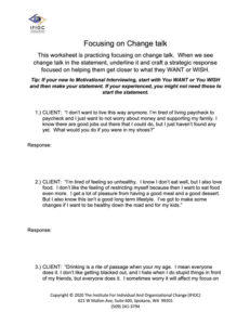 Skill building worksheet-Change talk