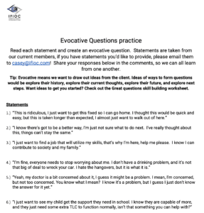 Image of the worksheet, IFIOC's logo is at the top with the title of the worksheet